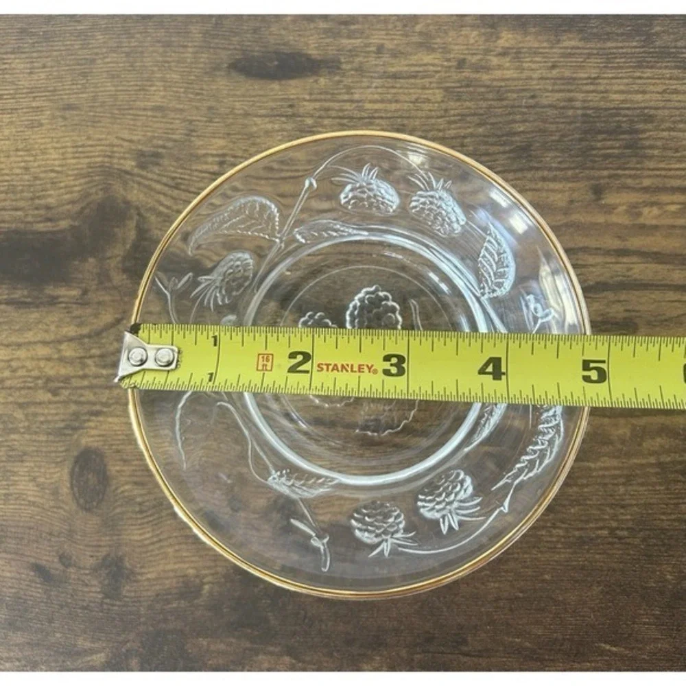 Vintage France Arcoroc Vine & Berry Clear Glass‎ Nut Bowl Gold Lid Trim